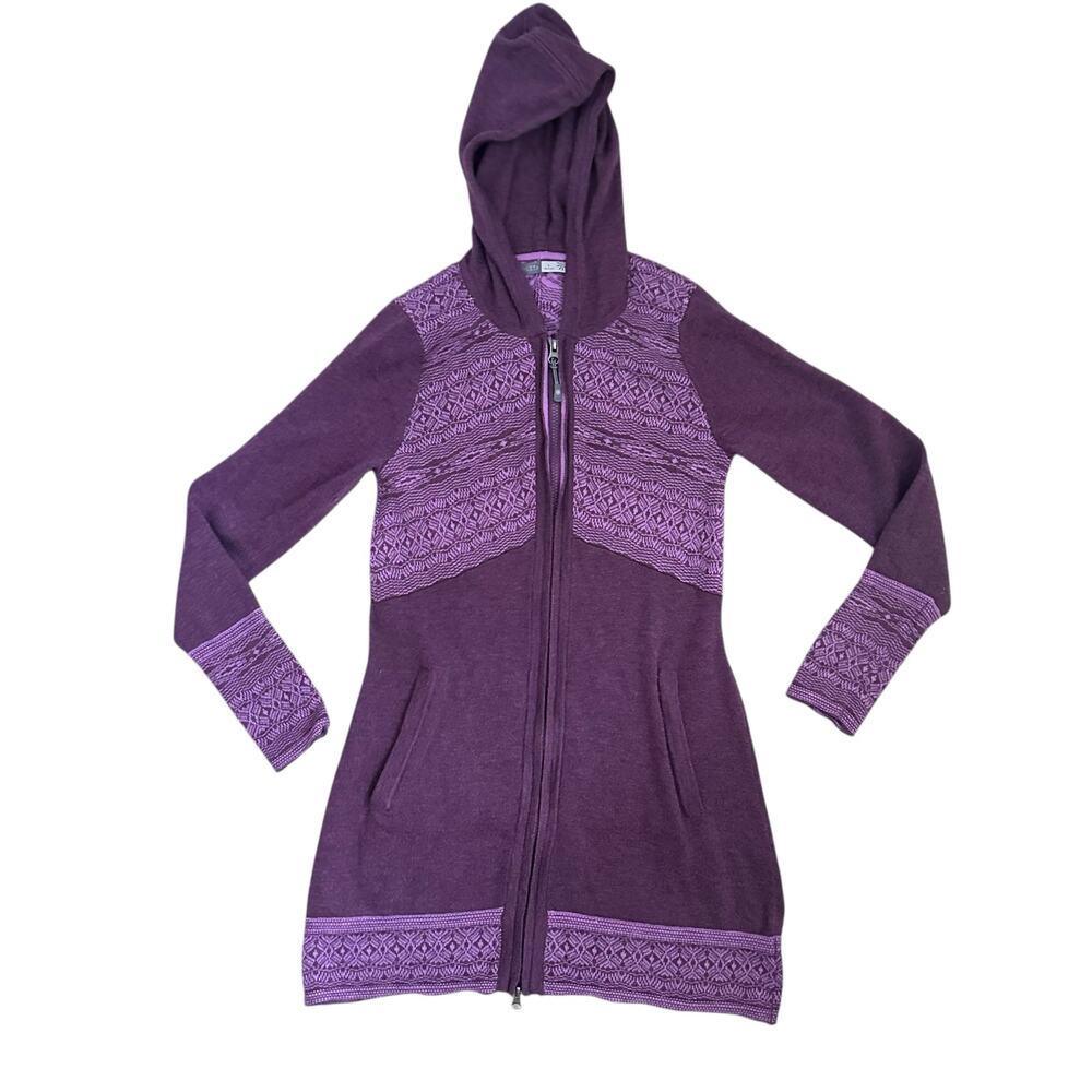 Purple Hooded Longline Zip Cardigan - Women Jackets & Coats